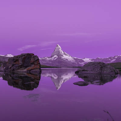 Matterhorn mit Stellisee in Pink